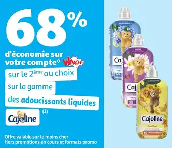 Auchan Sur la gamme des adoucissants liquides cajoline offre