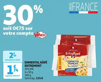 Auchan Emmental râpé entremont offre