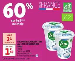 Auchan Fromage blanc nature au lait de brebis bio vrai offre