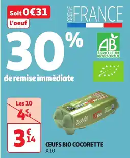 Auchan Œufs bio cocorette offre