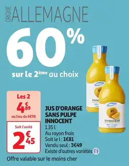 Auchan Jus d'orange sans pulpe innocent offre