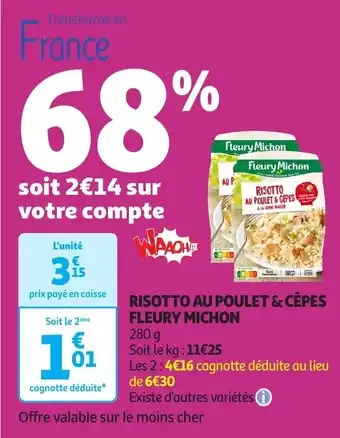 Auchan Risotto au poulet & cèpes fleury michon offre