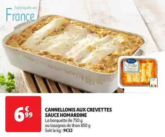 Auchan Cannellonis aux crevettes sauce homardine offre