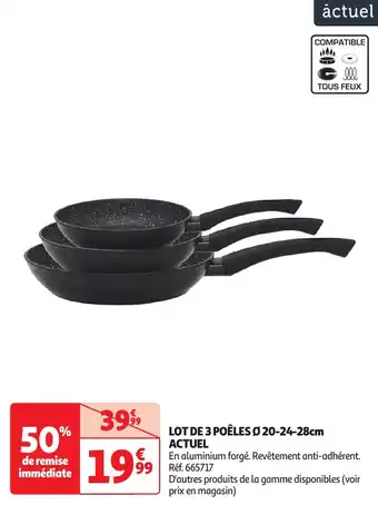 Auchan Lot de 3 poêles actuel offre