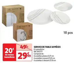 Auchan Service de table 18 pièces offre