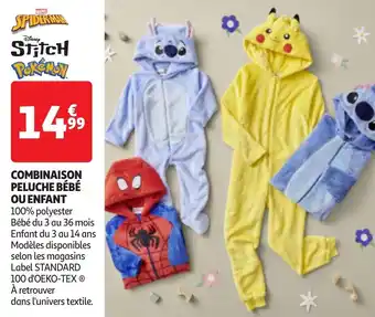 Auchan Combinaison peluche bébé ou enfant offre