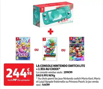 Auchan La console nintendo switch lite +1 jeu au choix offre