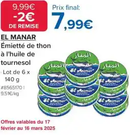 Costco El manar Émietté de thon à l'huile de tournesol offre