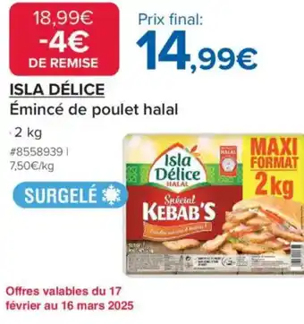 Costco Isla Délice Émincé de poulet halal offre