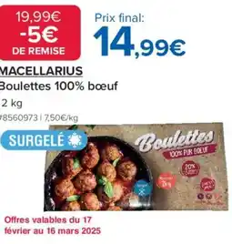 Costco Macellarius Boulettes 100% bœuf offre