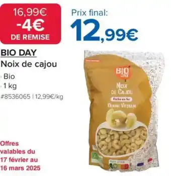 Costco Bio day Noix de cajou offre