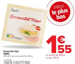 Carrefour SIMPL Emmental Râpé offre