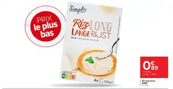 Carrefour SIMPL Riz long étuvé offre