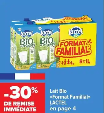 Carrefour Market Lait Bio Format Familial LACTEL offre