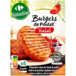 Carrefour CARREFOUR SENSATION Burgers de poulet Halal surgelés offre