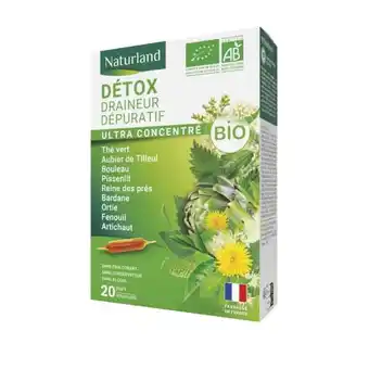 Carrefour NATURLAND Detox Draineur Dépuratif ampoules offre