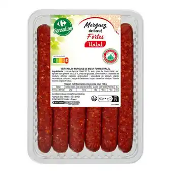 Carrefour 6 merguez de bœuf fortes Halal CARREFOUR Sensation offre