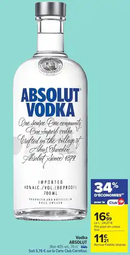 Carrefour Market Vodka ABSOLUT offre