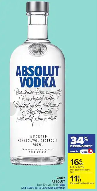 Carrefour Market Vodka ABSOLUT offre