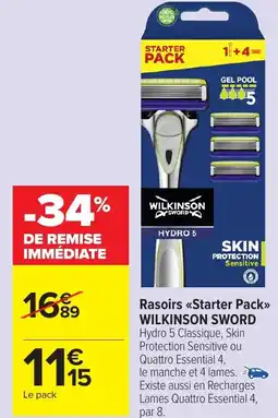 Carrefour Market Rasoirs Starter Pack WILKINSON SWORD offre