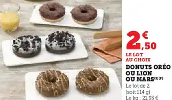 U Express Donuts oréo ou lion ou mars offre