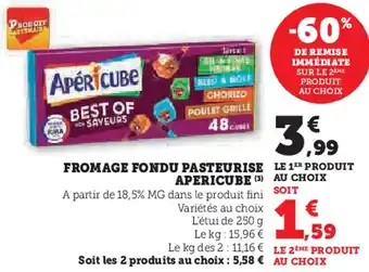 U Express Fromage fondu pasteurise apericube offre