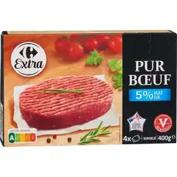 Carrefour CARREFOUR EXTRA Steaks hachés pur bœuf 5% M.G. surgelés offre