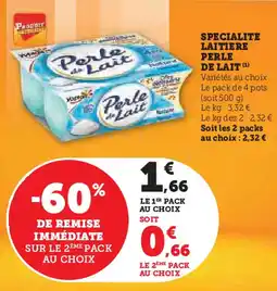 U Express Specialite laitiere perle de lait offre