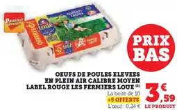 U Express Oeufs de poules elevees en plein air calibre moyen label rouge les fermiers loue offre