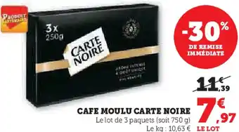 U Express Cafe moulu carte noire offre