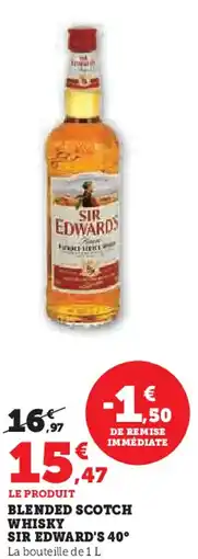 U Express Blended scotch whisky sir edward's 40° offre