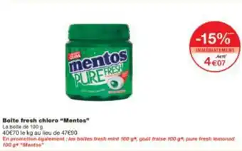 Monoprix Boite fresh chloro Mentos offre