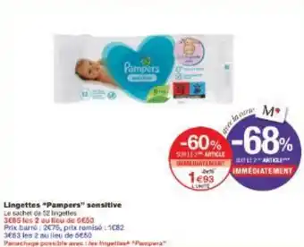 Monoprix Lingettes Pampers sensitive offre