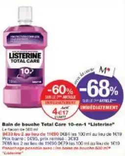 Monoprix Bain de bouche Total Care 10-en-1 Listerine offre