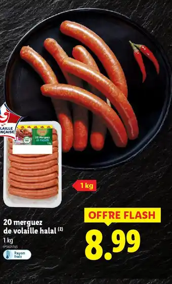 Lidl 20 merguez de volaille halal offre