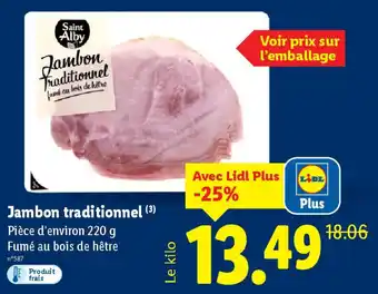 Lidl Jambon Traditionnel offre