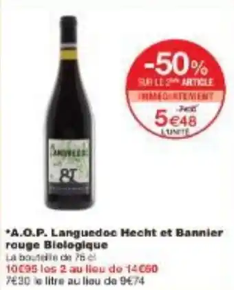 Monoprix A.O.P. Languedoc Hecht et Bannier rouge Biologique offre