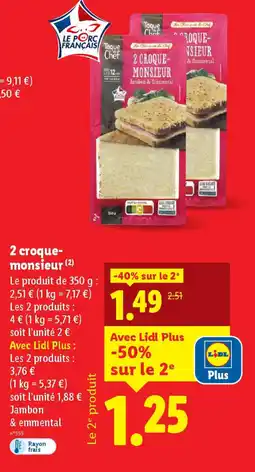 Lidl 2 croque- monsieur offre