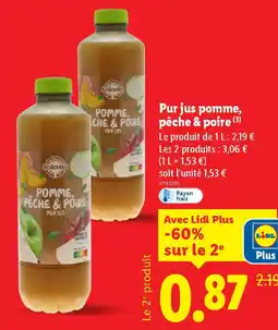 Lidl SOLEVITA Pur jus pomme, pêche & poire offre