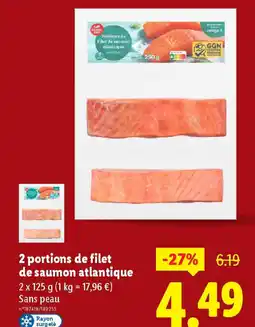 Lidl 2 portions de filet de saumon atlantique offre