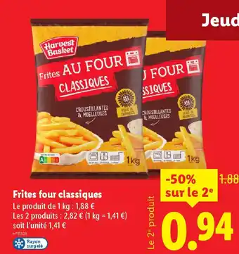 Lidl Frites four classiques offre