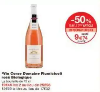 Monoprix Vin Corse Domaine Fiumicicoli rosé Biologique offre