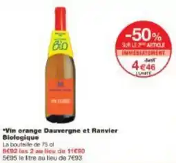 Monoprix Vin orange Dauvergne et Ranvier Biologique offre