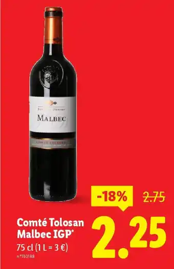 Lidl MALBEC Comté Tolosan IGP offre