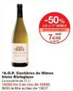 Monoprix A.O.P. Costières de Nimes blanc Biologique offre