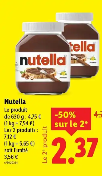 Lidl NUTELLA offre