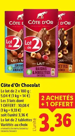 Lidl CÔTE D'OR  Chocolat offre