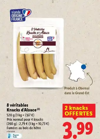 Lidl 8 véritables Knacks d'Alsace offre