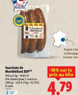 Lidl Saucisses de Montbéliard IGP offre