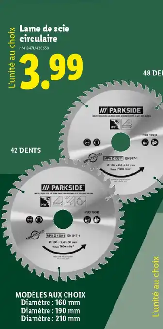 Lidl PARKSIDE Lame de scie circulaire offre